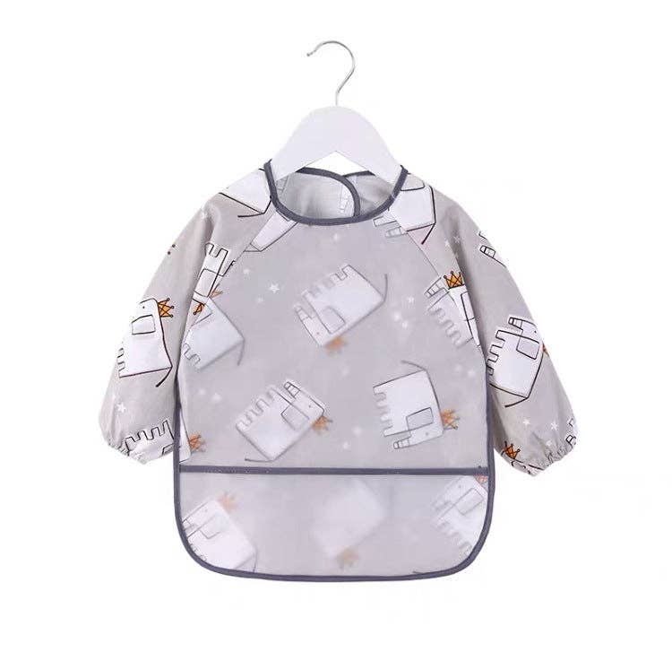 Waterproof Long-Sleeve Bib for Toddlers Cute Cartoon Designs
